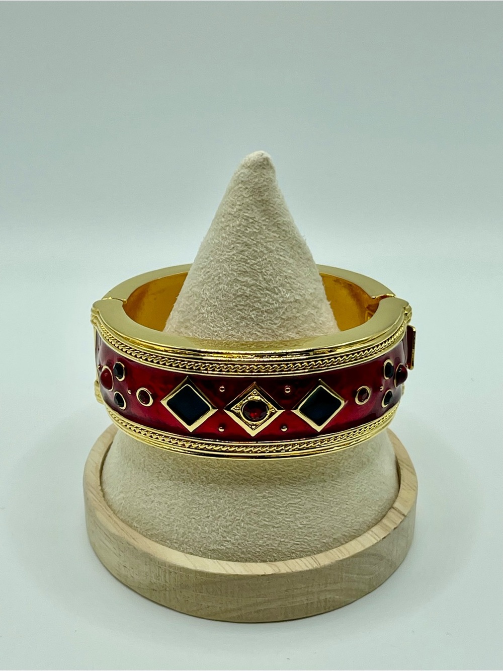 Berebi Red and Gold Enamel Statement Bangle Bracelet